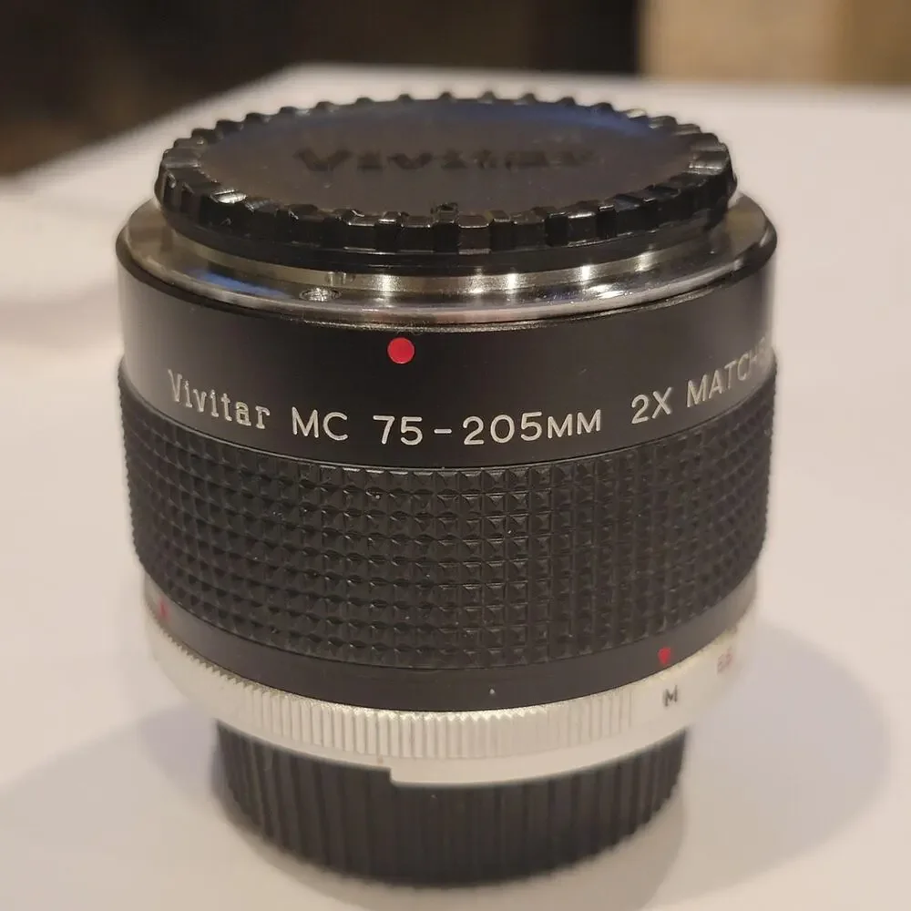 Vintage Vivitar MC 75-205mm 2X Match Teleconverter Lens Canon FD 35mm SLR Black